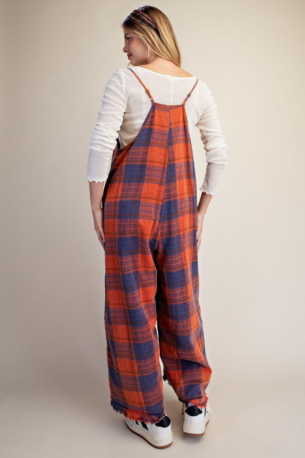 Plaid Washed Overalls