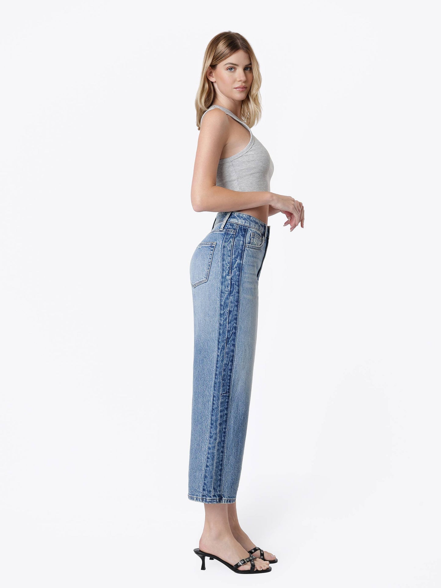 Side Stripe Barrel Jeans