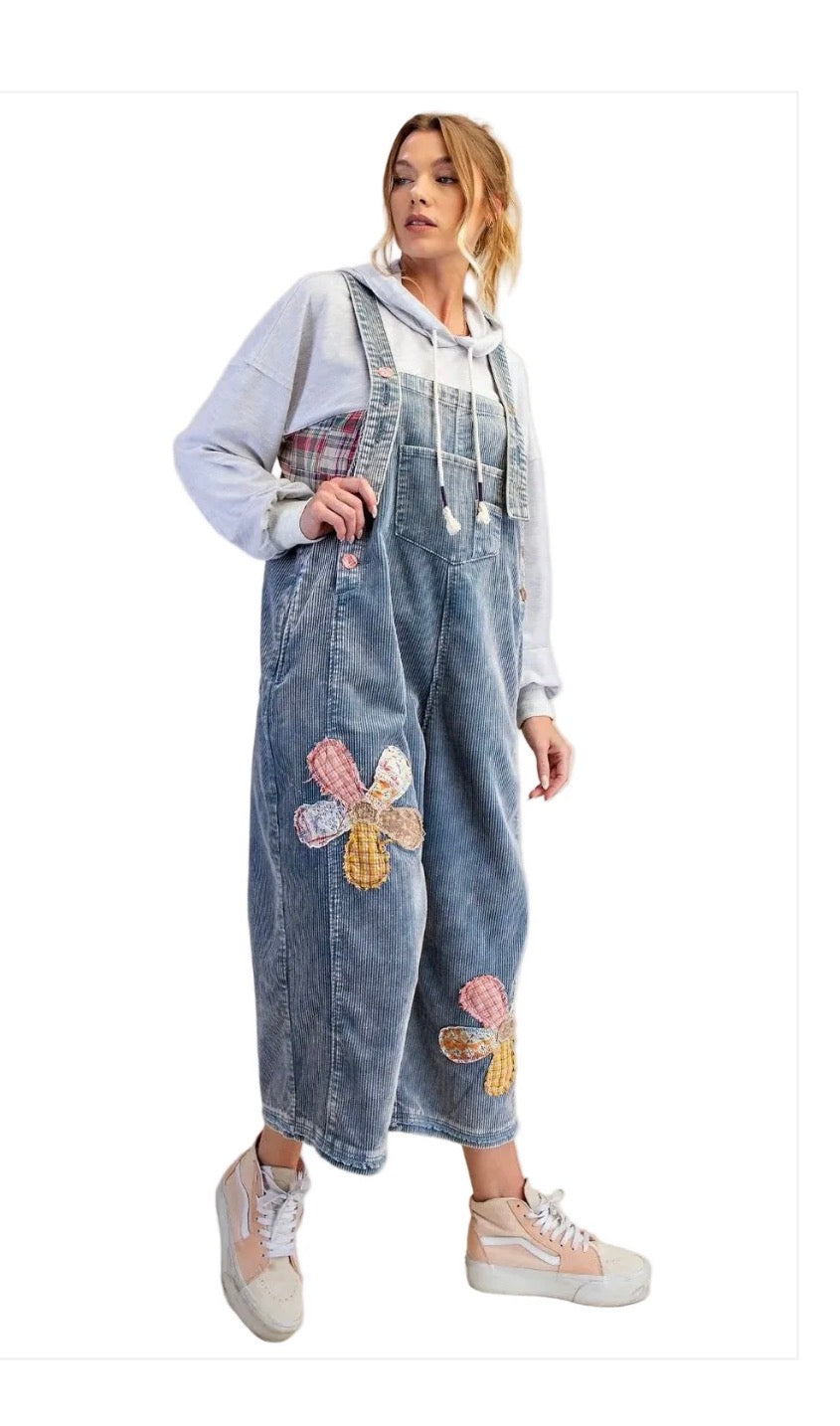 Flower Patch Cord Overalls
