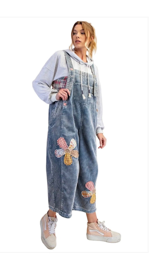Flower Patch Cord Overalls