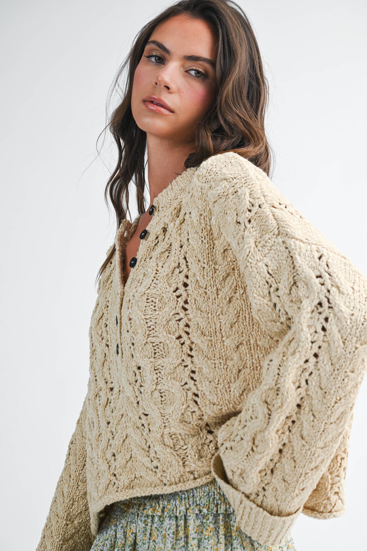 Cropped Henley  Sweater