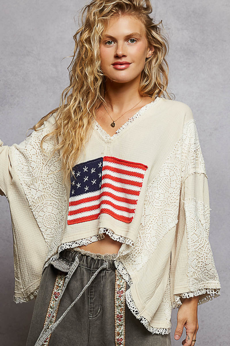 Pol: Flag Vneck Top