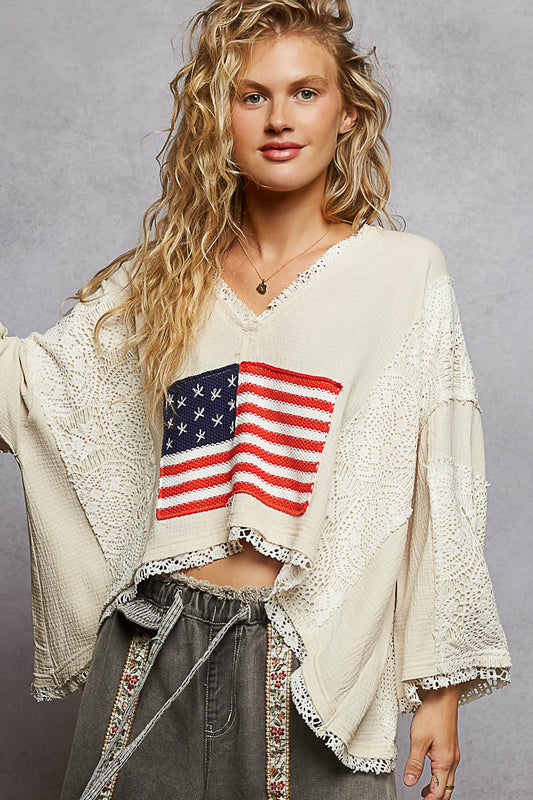 Pol: Flag Vneck Top