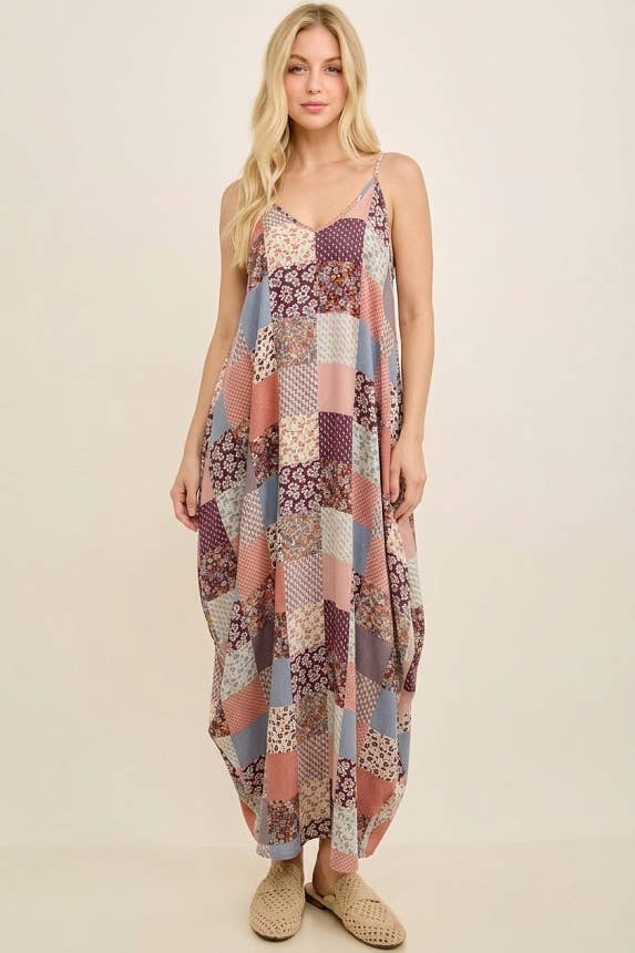 Flowy Patchwork Maxi Dress
