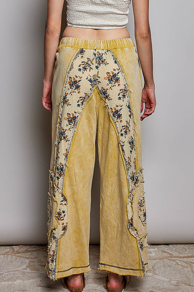 Floral Patch Wide Leg Pants