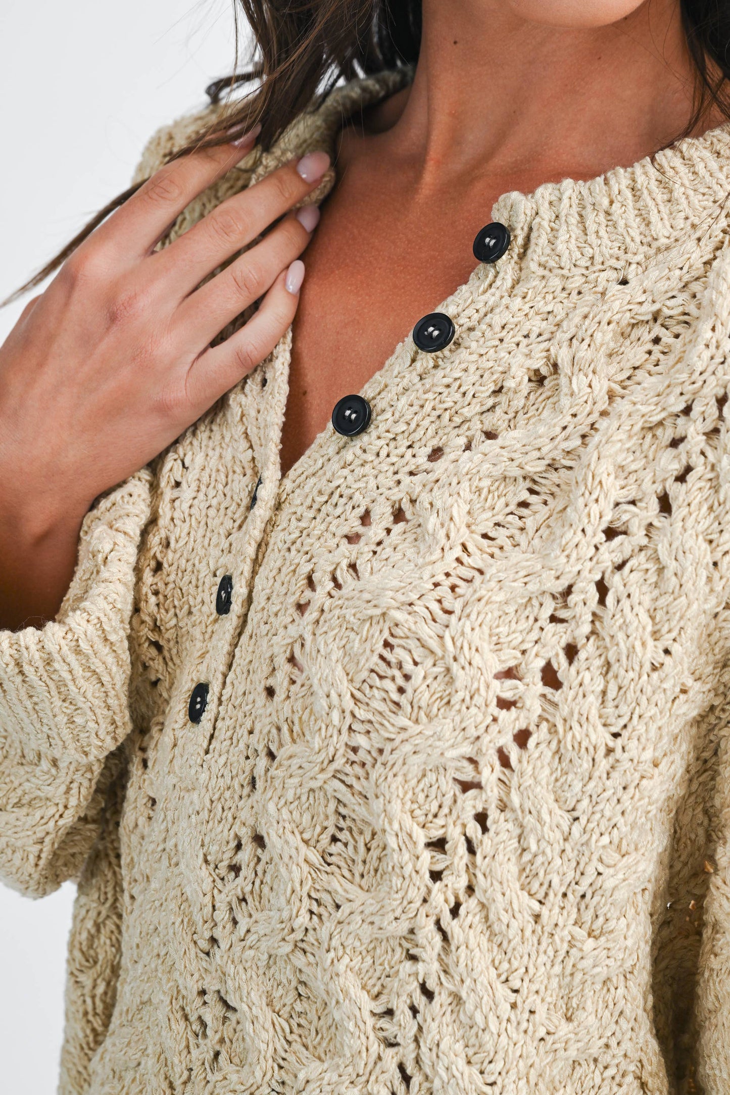 Cropped Henley  Sweater