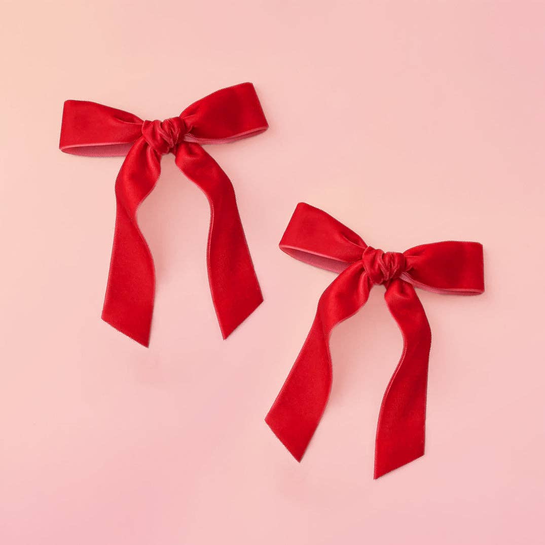 Velvet Hair Bows | Red