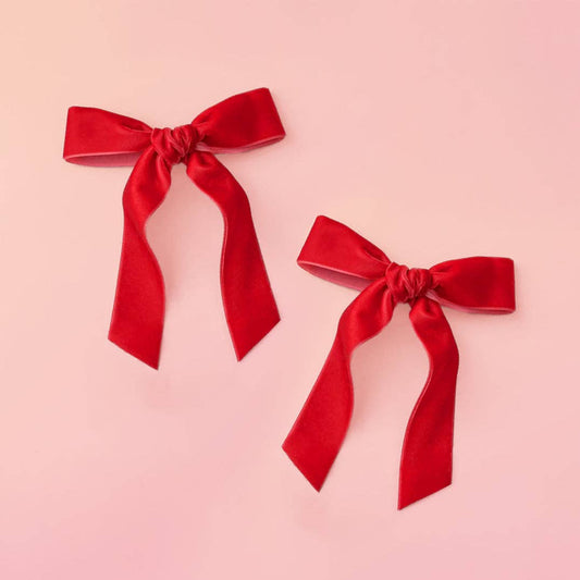 Velvet Hair Bows | Red