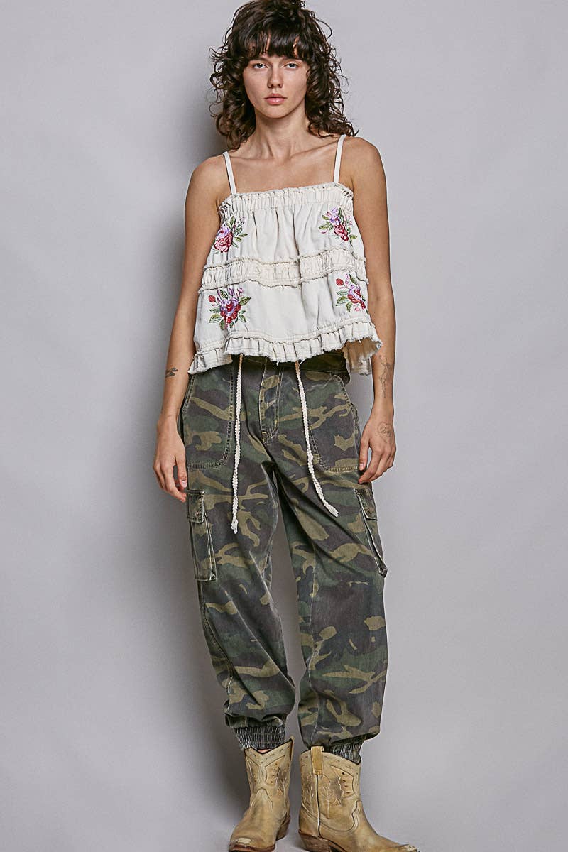 Pol: Floral Embroidered Tank
