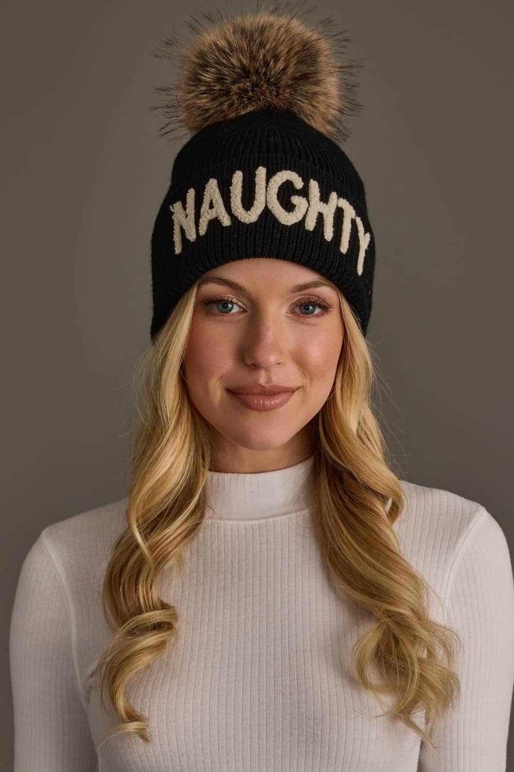 Black Naughty Pom Hat