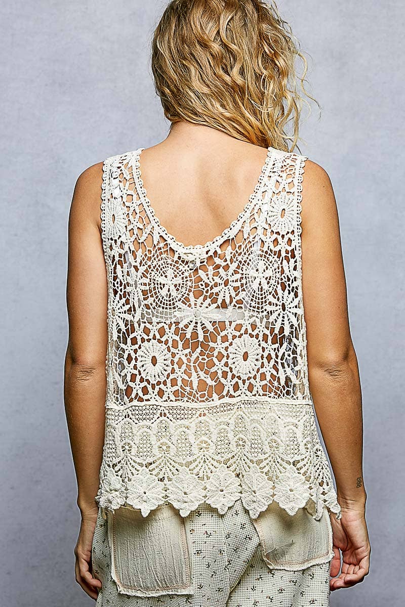 Pol: Round Neck Crochet Top