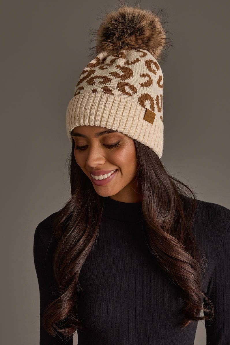 Cream Leopard Hat