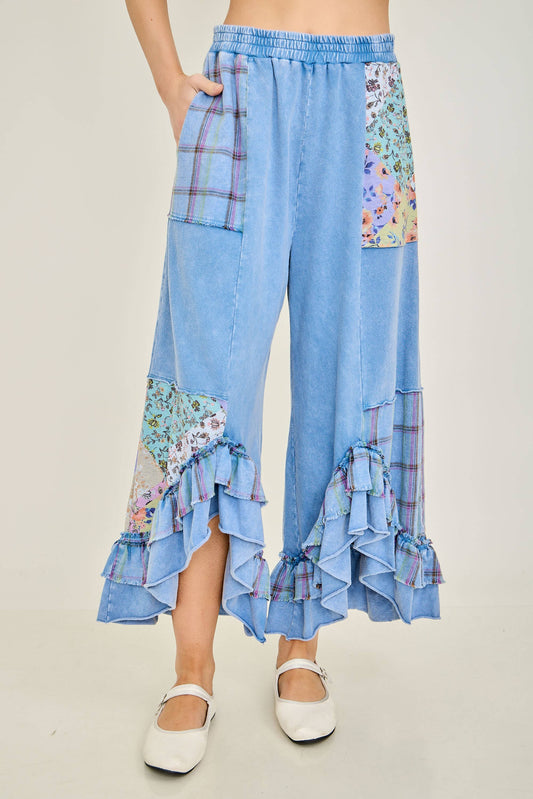 Ruffled Patchy Pants