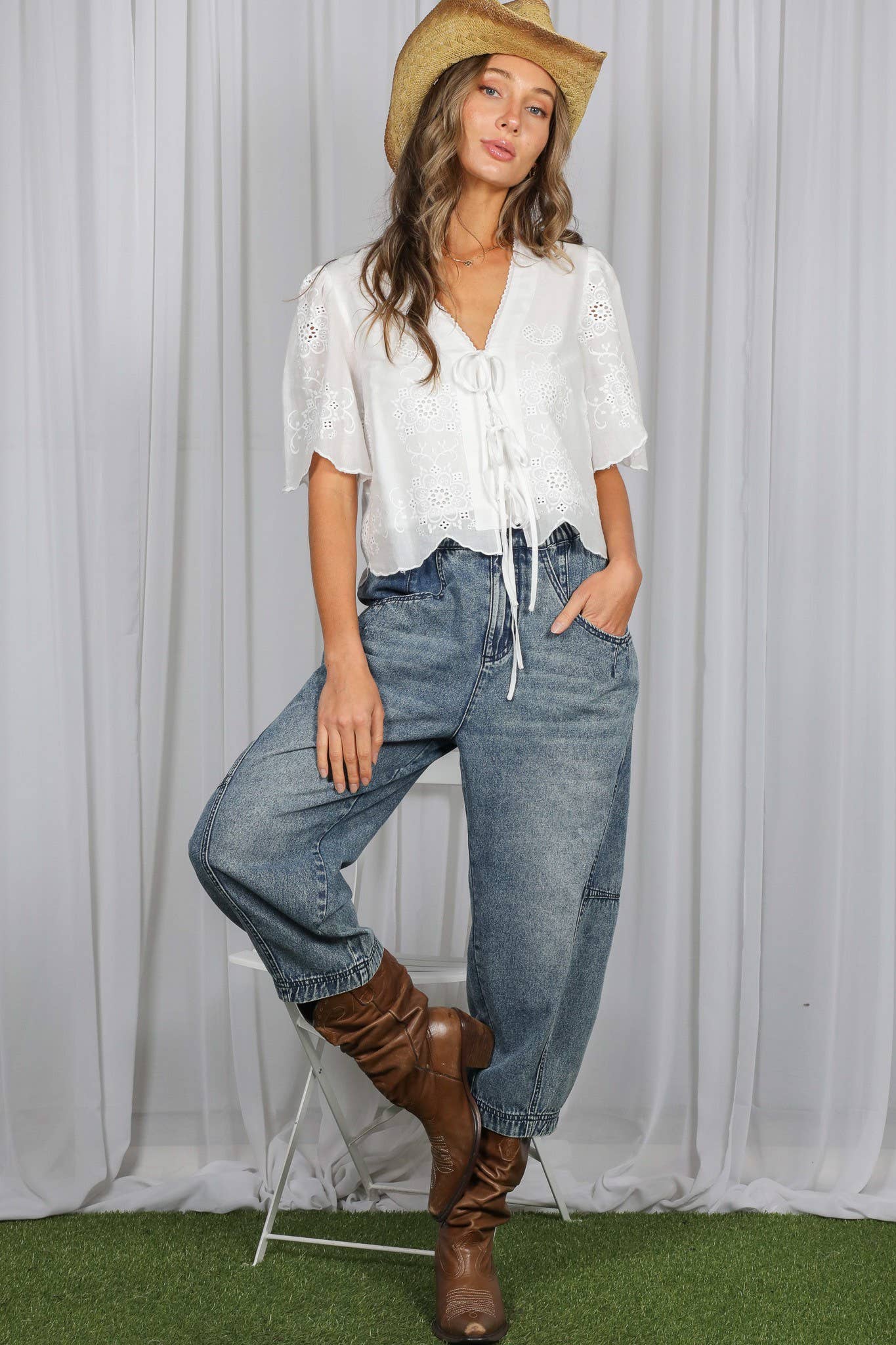 Eyelet Detail Top