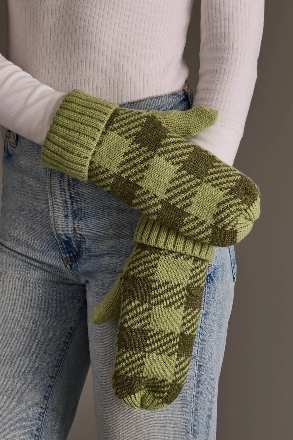 Green Plaid Mittens