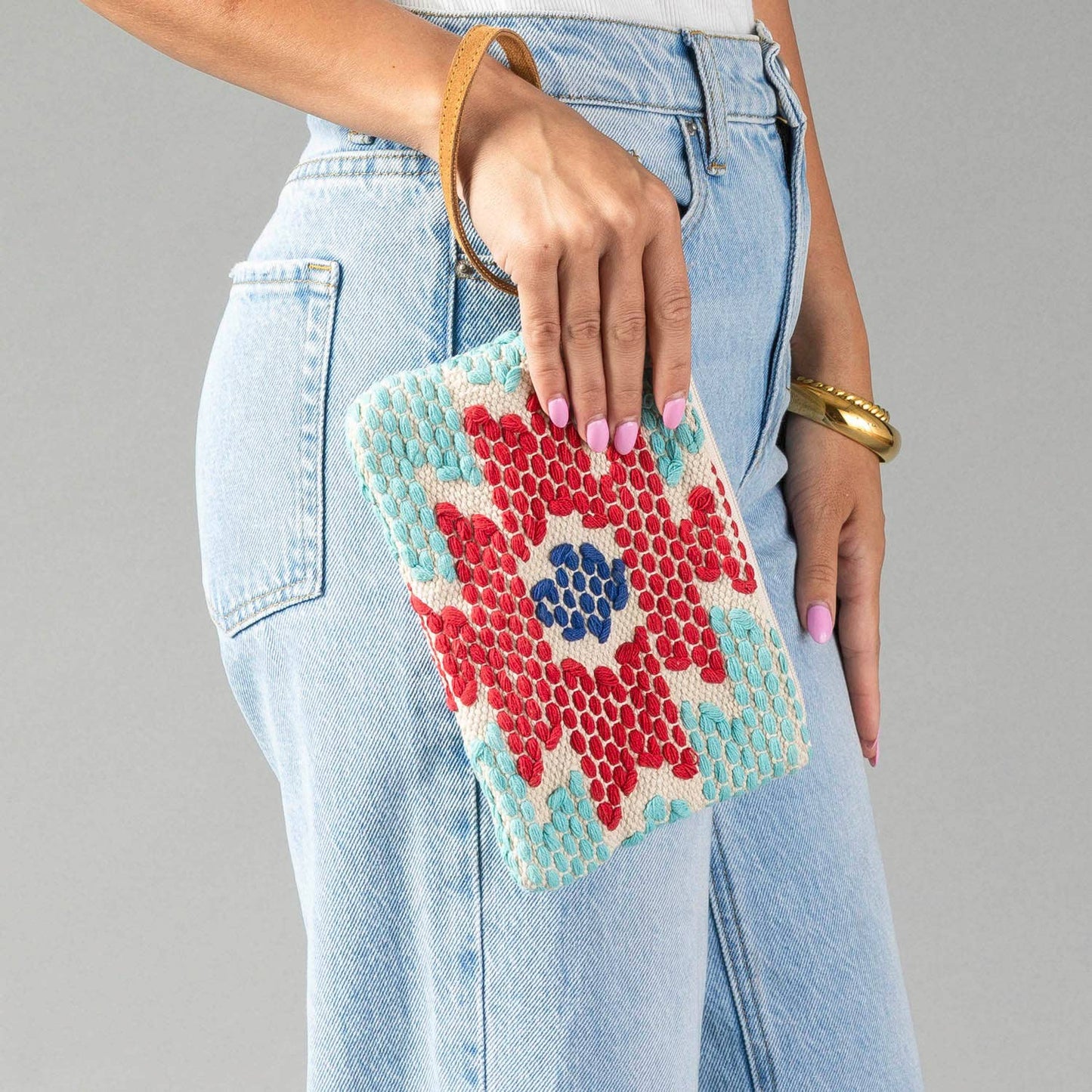 Red Aztec Wristlet