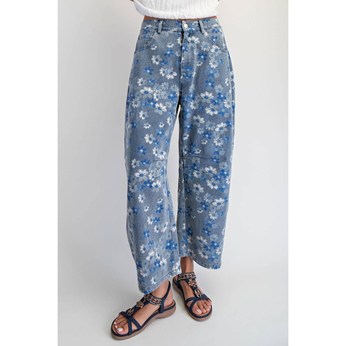 GOOD LUCK PRINTED BARREL JEANS