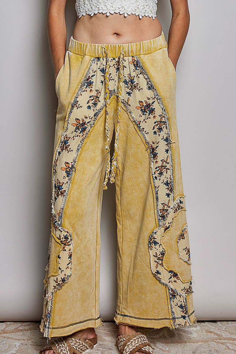 Floral Patch Wide Leg Pants