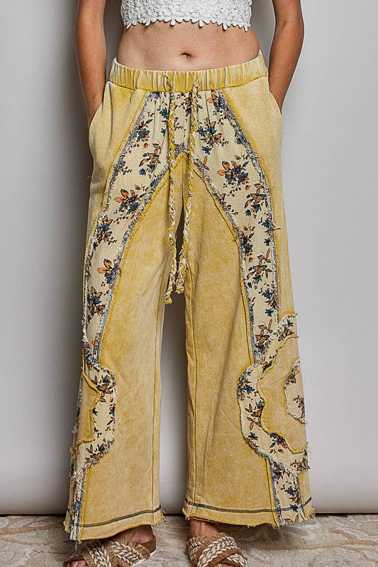 Floral Patch Wide Leg Pants