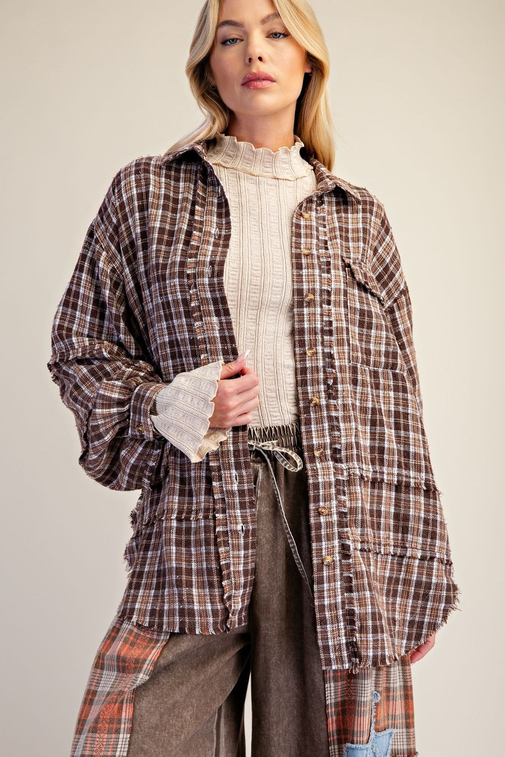 Distressed Plaid Flannel