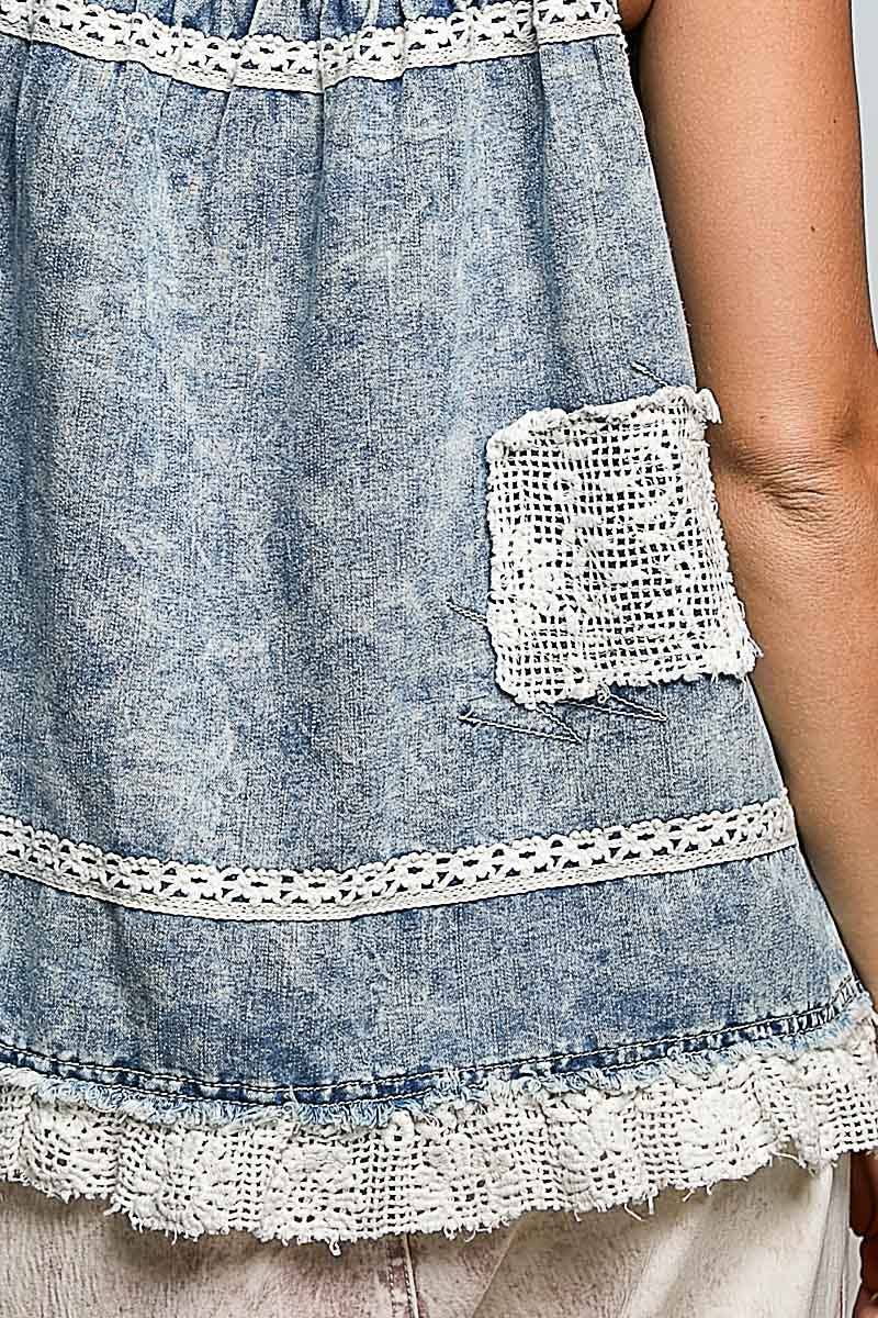 POL:  Denim Patch Top