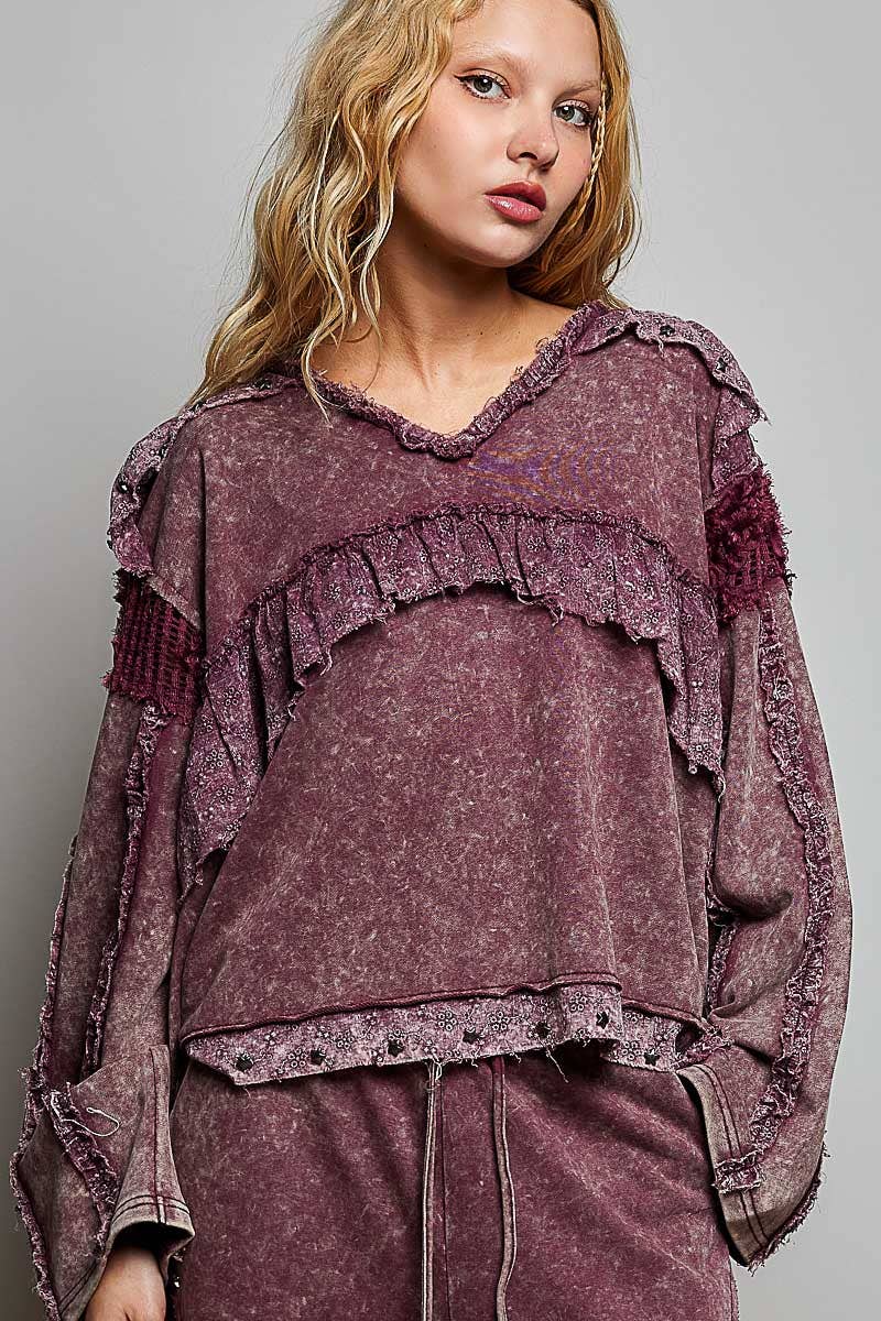 Pol: Ruffled Stud Pullover