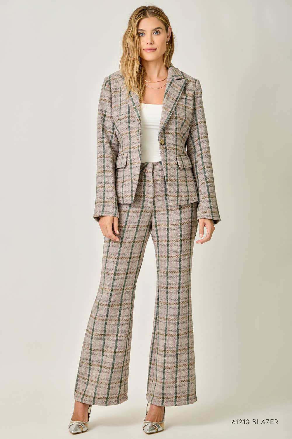 Plaid Bootcut Trousers