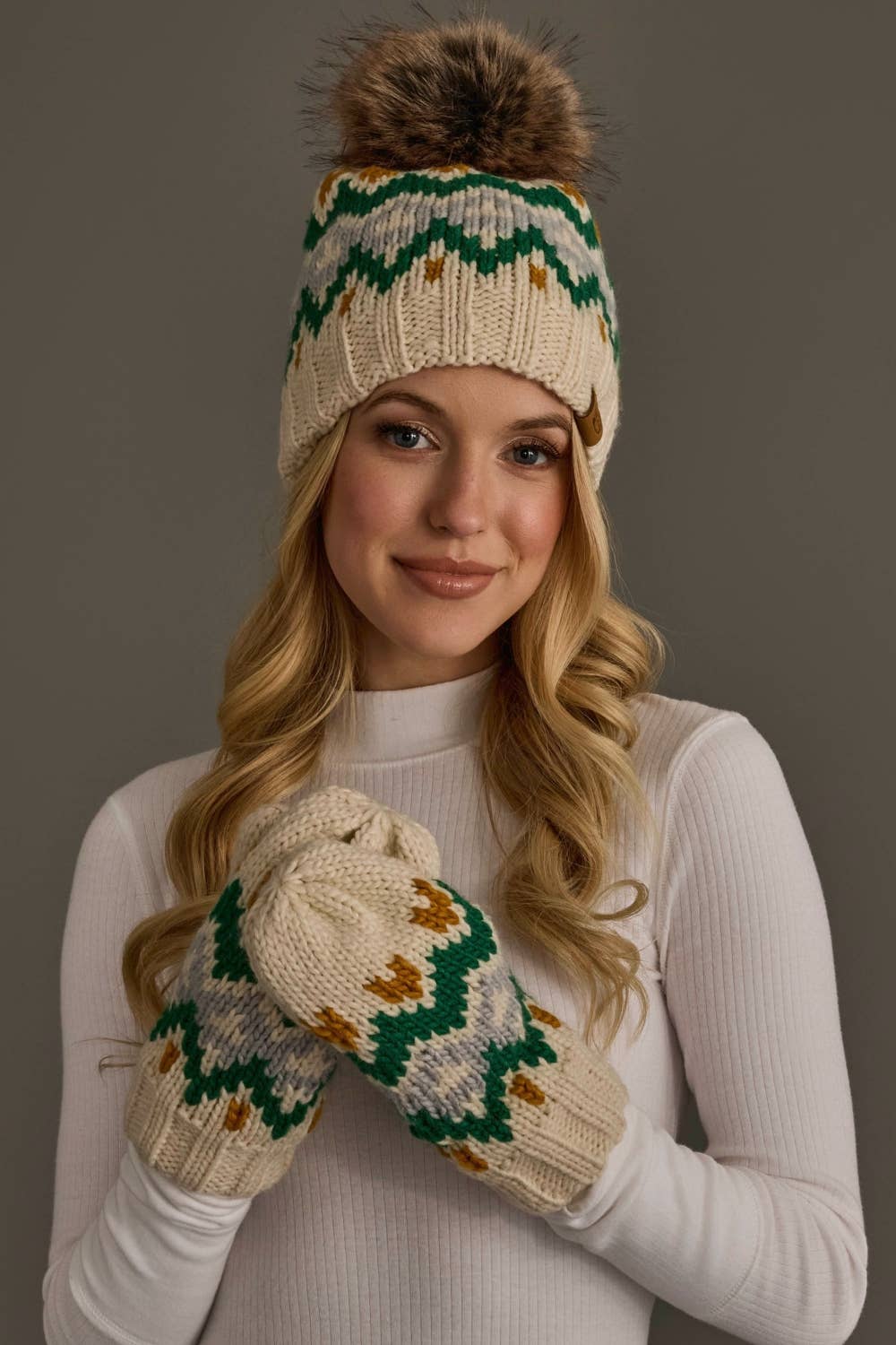 Cream, Gold, Green & Gray Hat