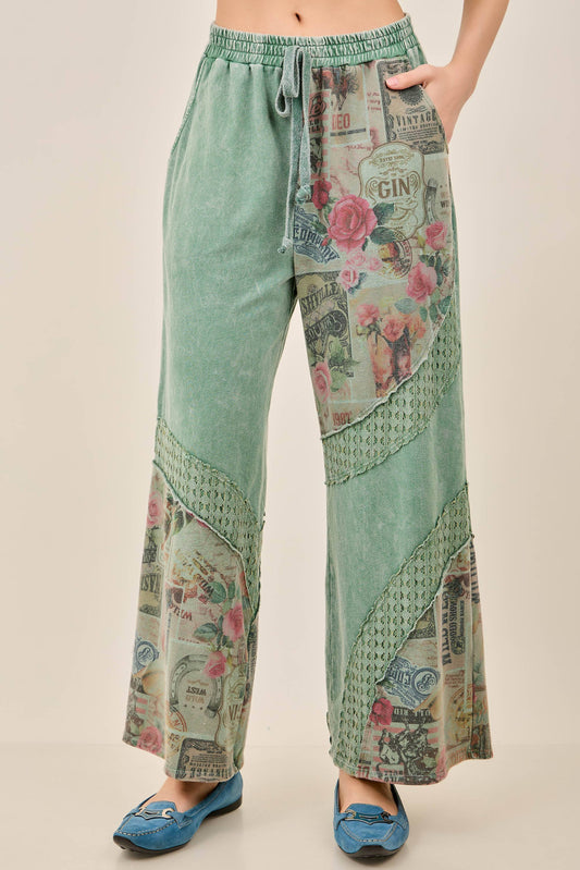 Vintage Collage Print Pants