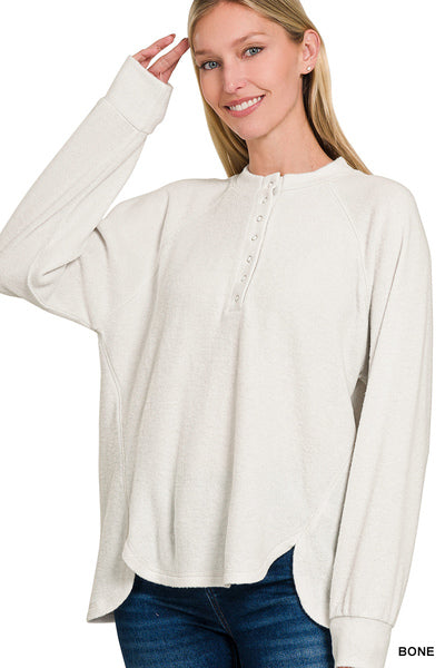 Brushed Hacci Henley