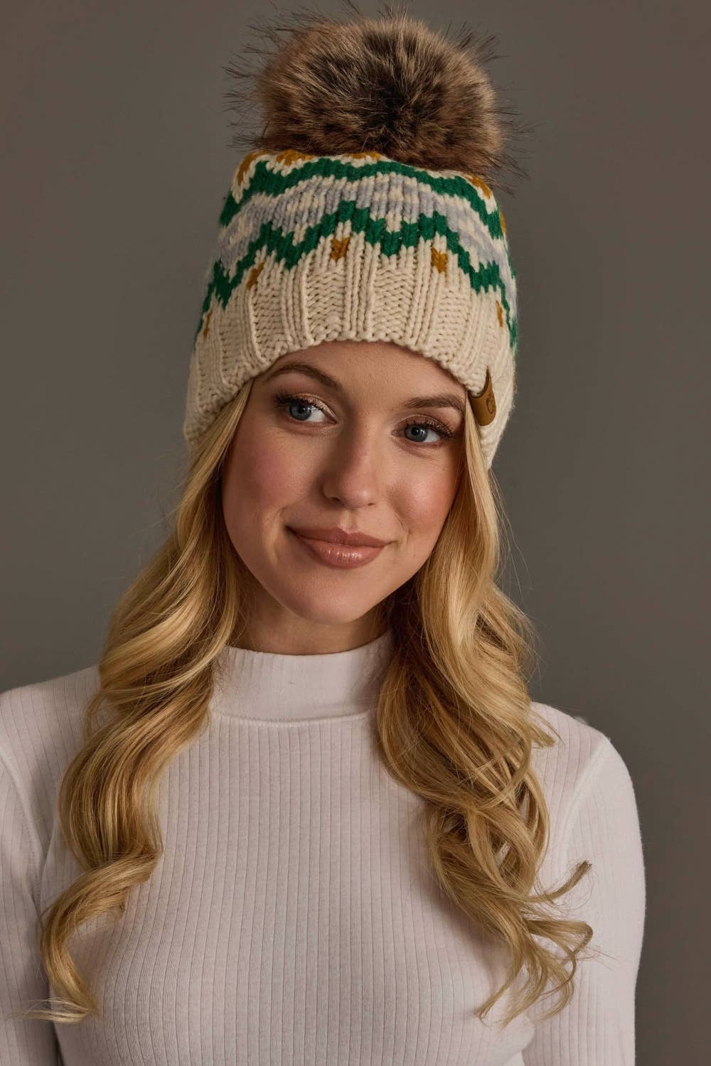 Cream, Gold, Green & Gray Hat