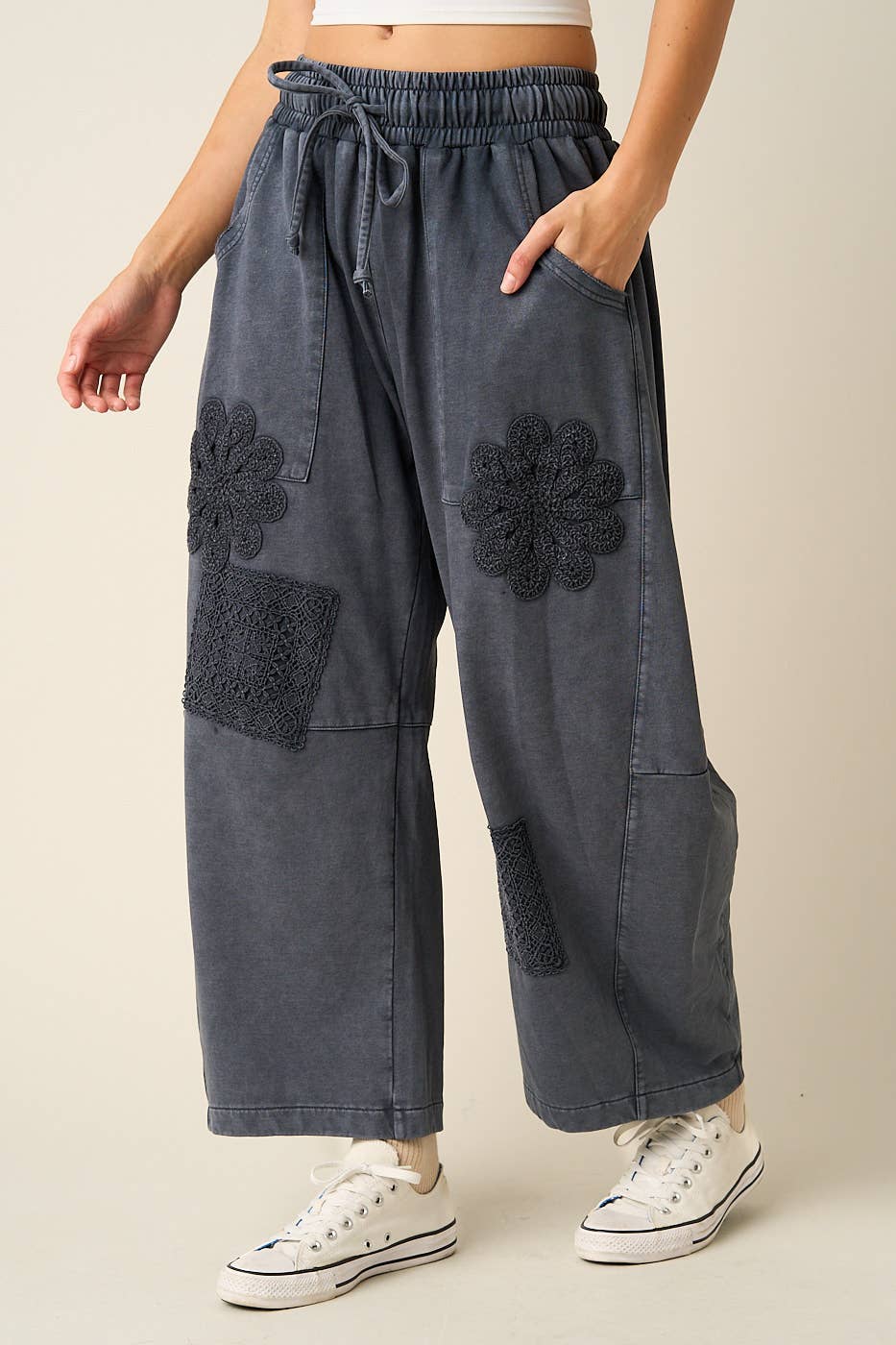 CROCHET PATCH BARREL SWEATS