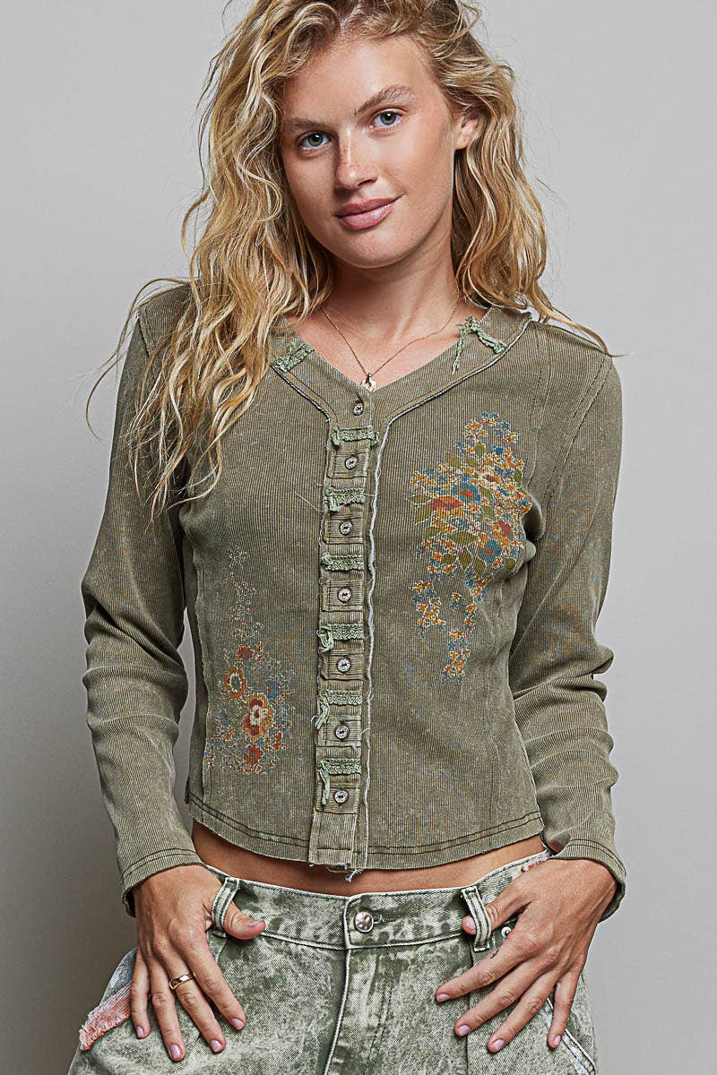 POL: Printed Ribbed Top