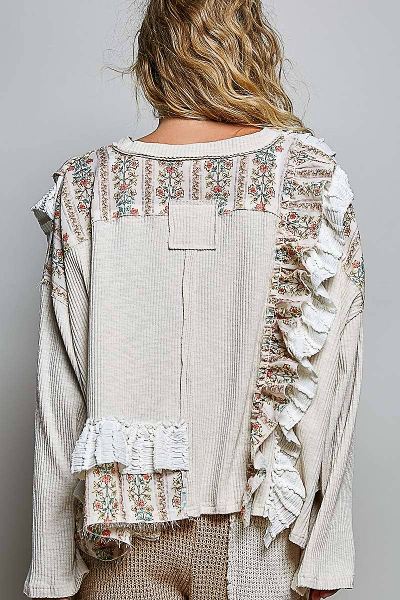 POL: Ruffle Trim Ribbed Top