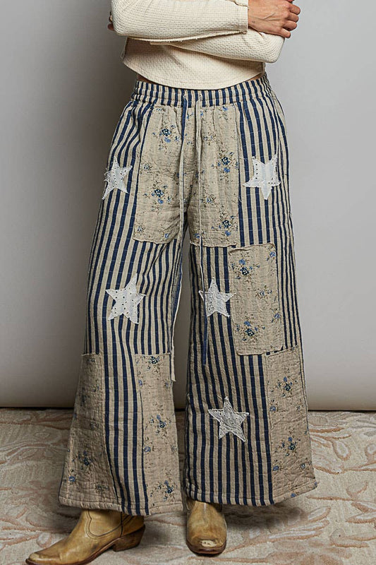 Pol: Striped Star Quilted Pants