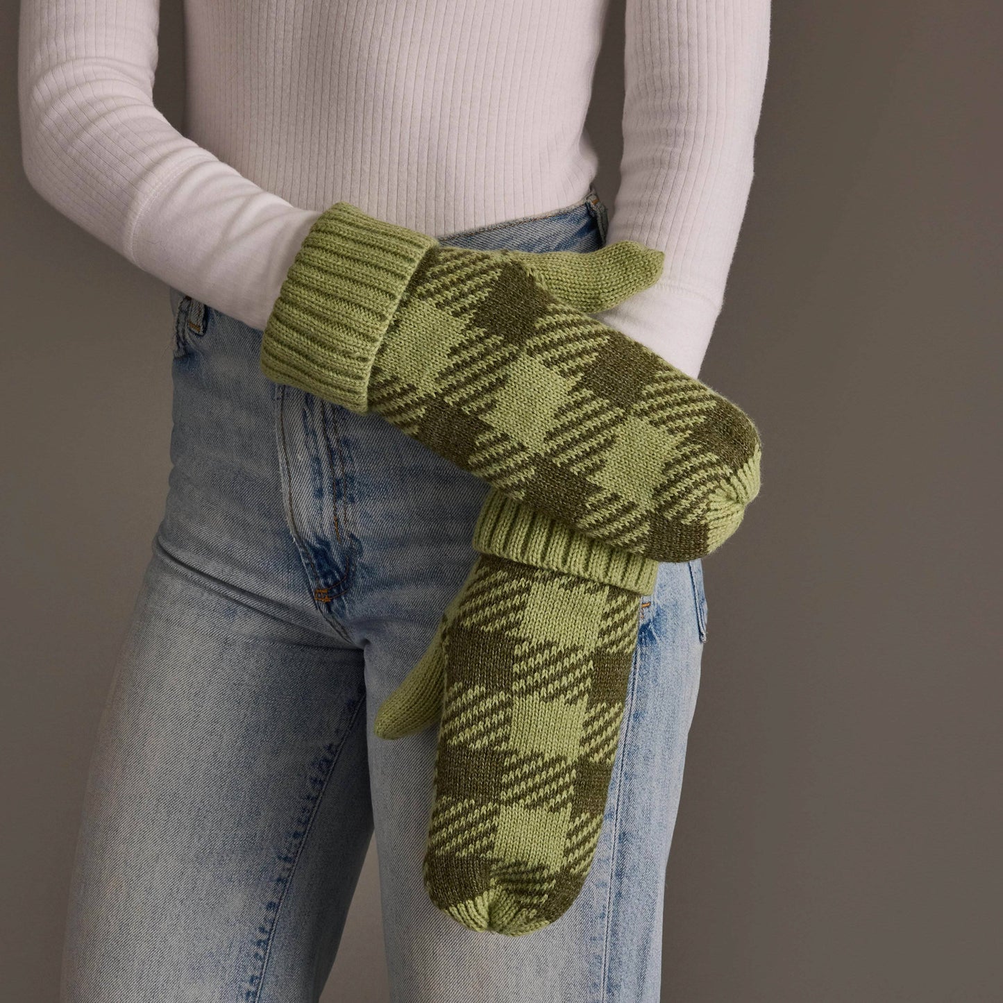 Green Plaid Mittens