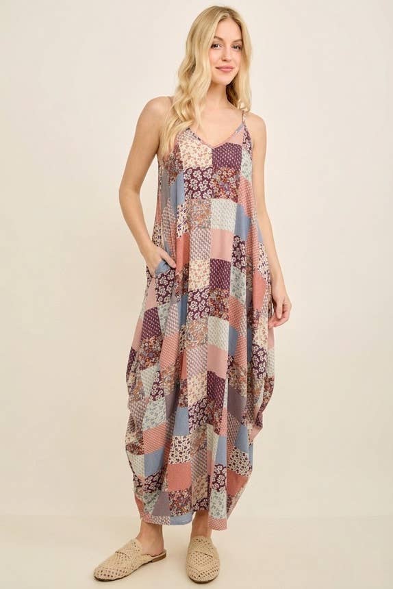Flowy Patchwork Maxi Dress