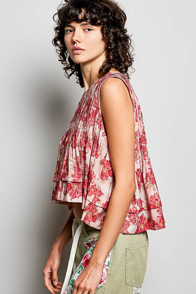 POL: Pintuck Floral Top