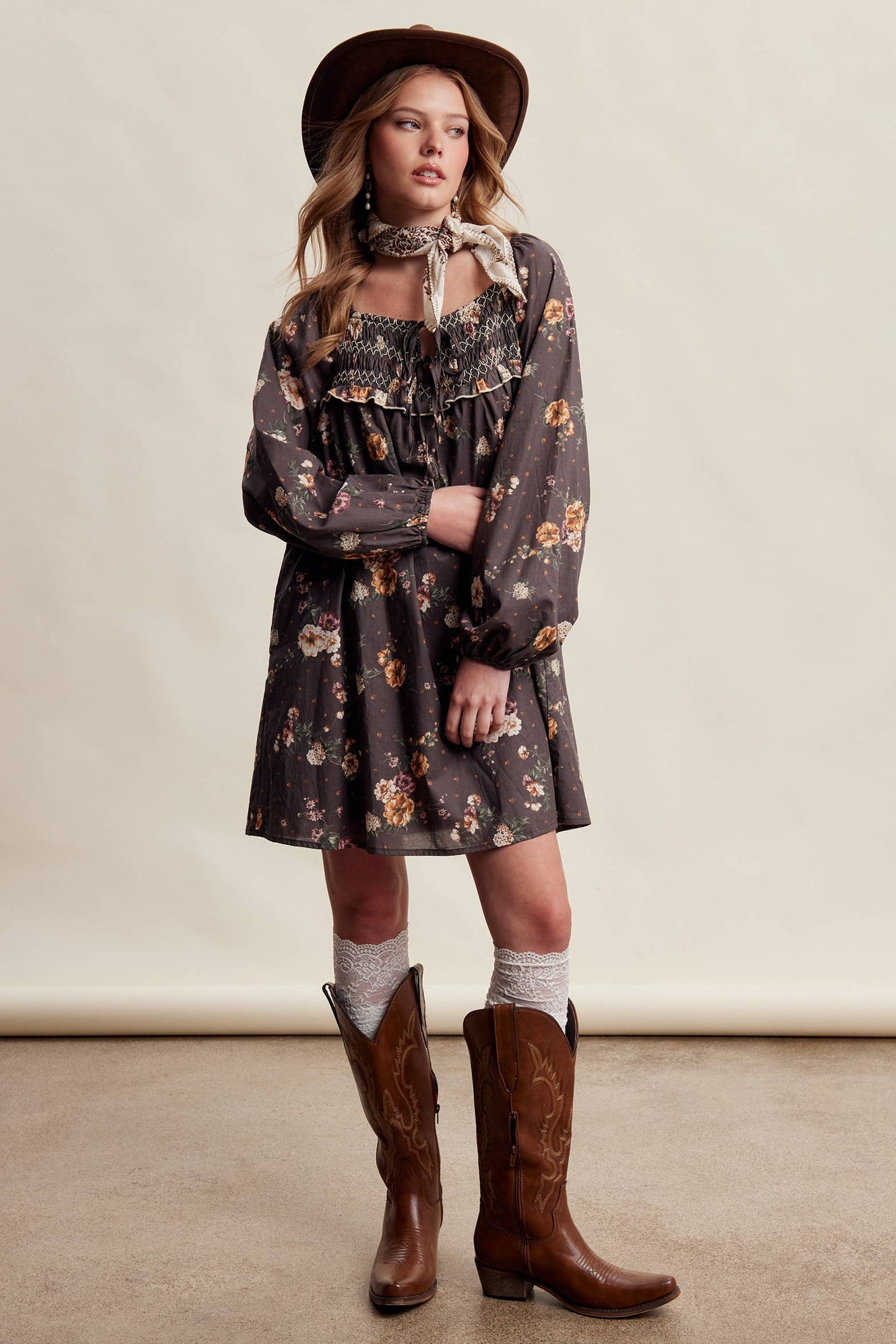 Smocked Floral Dress
