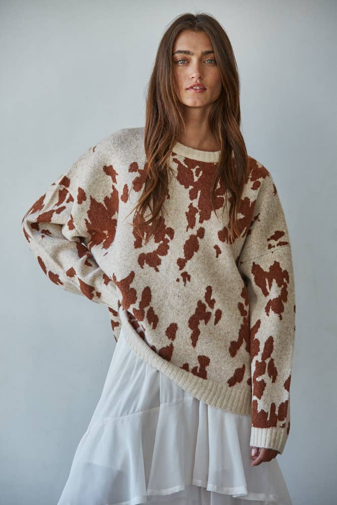 Cow Print Sweater