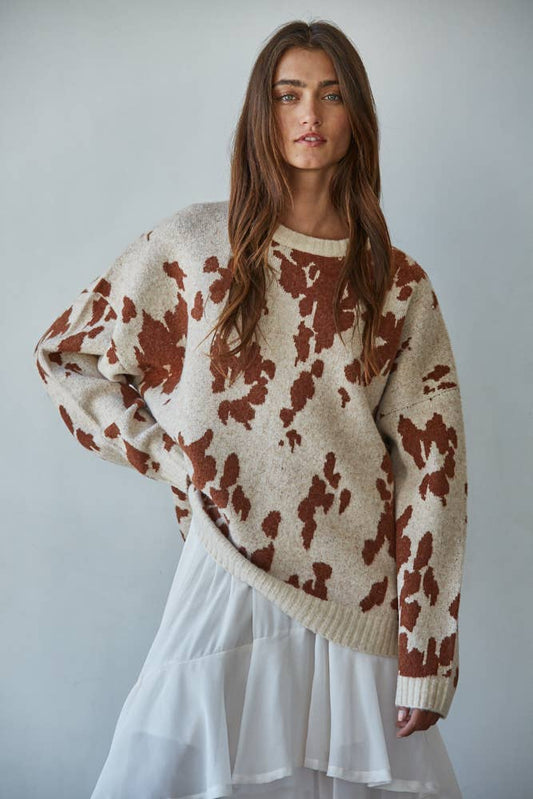 Cow Print Sweater