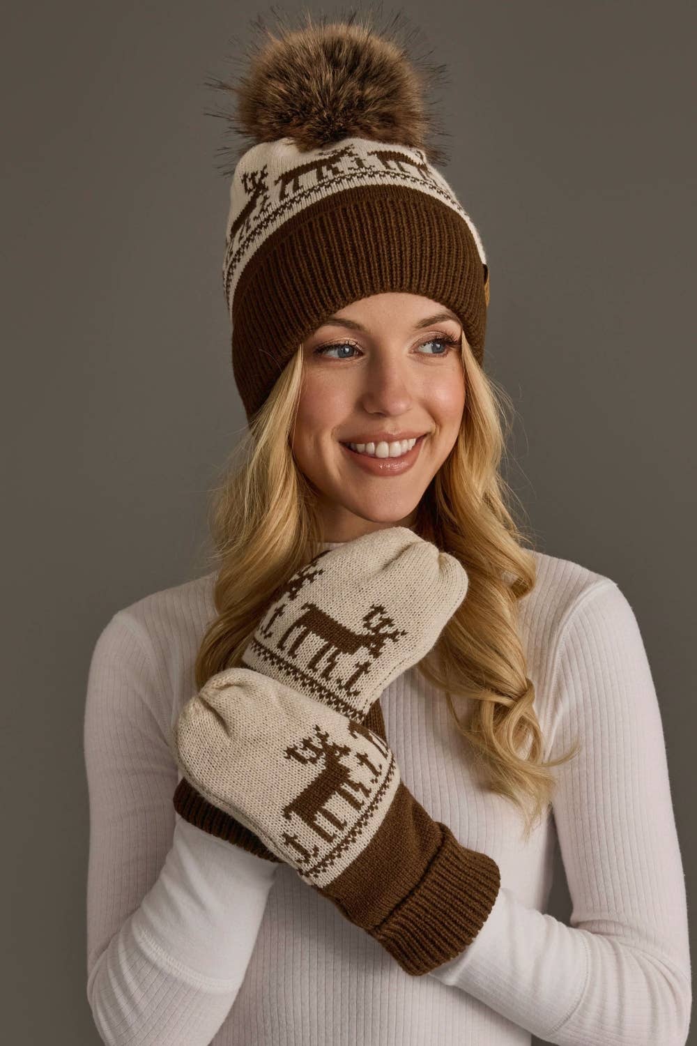 Brown & Beige Deer Hat