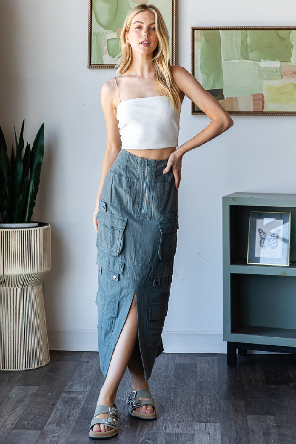 Woven Cargo Skirt