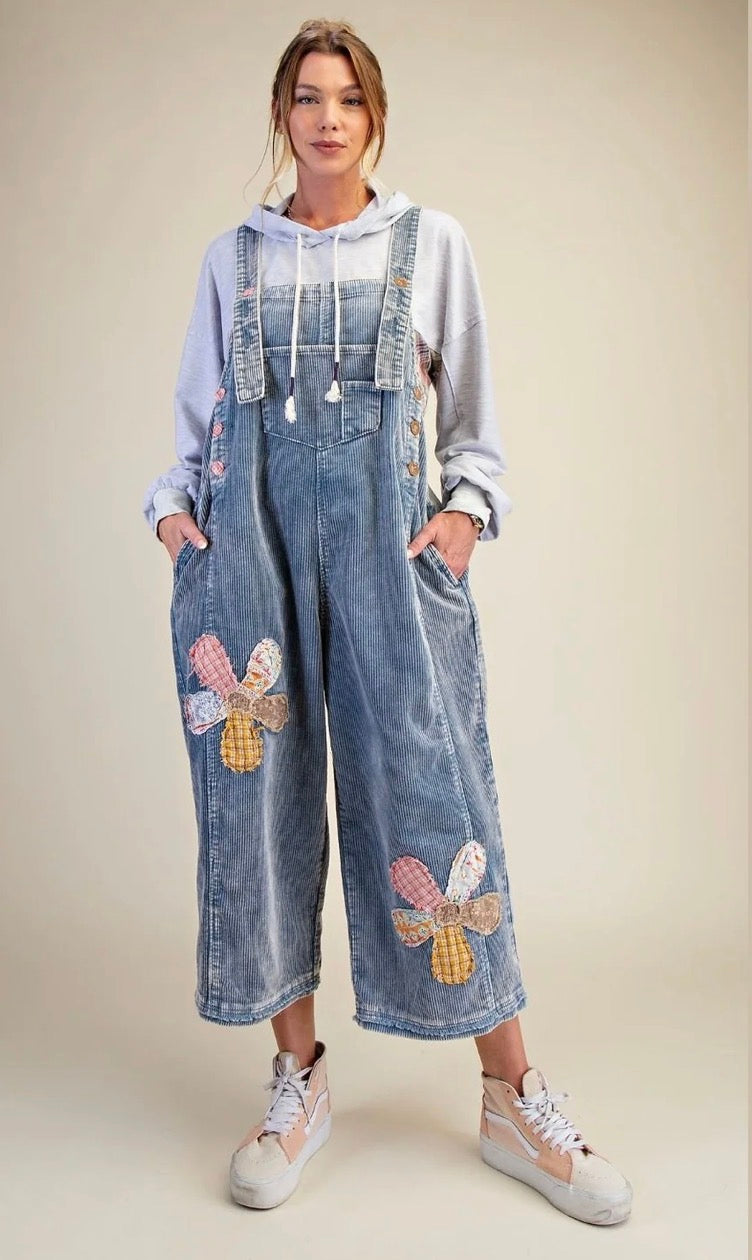 Flower Patch Cord Overalls