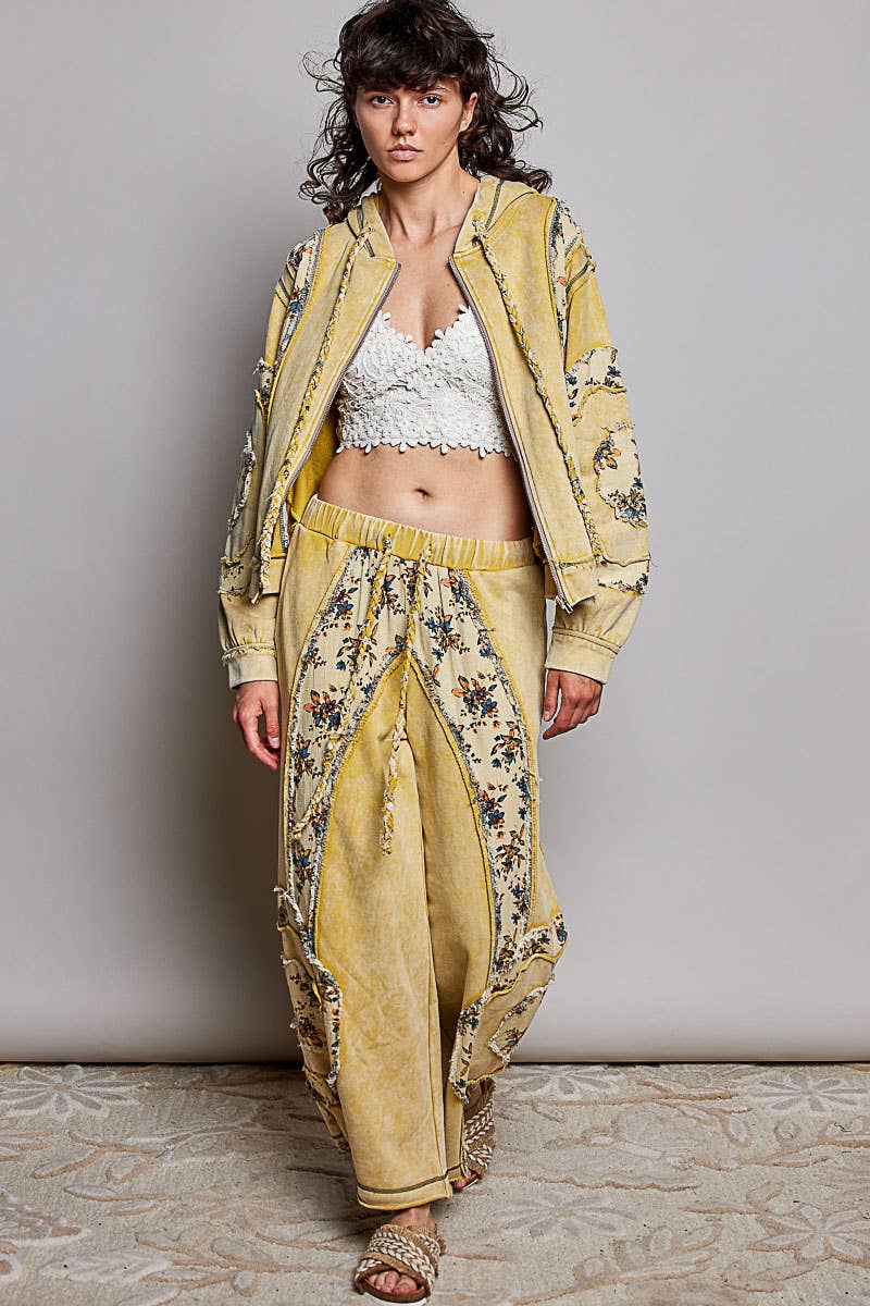 Floral Patch Wide Leg Pants