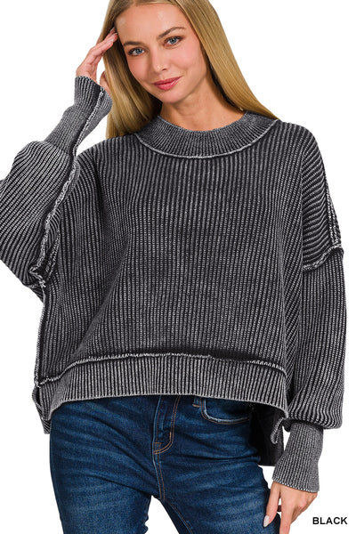 Cotton Side Slit Sweater