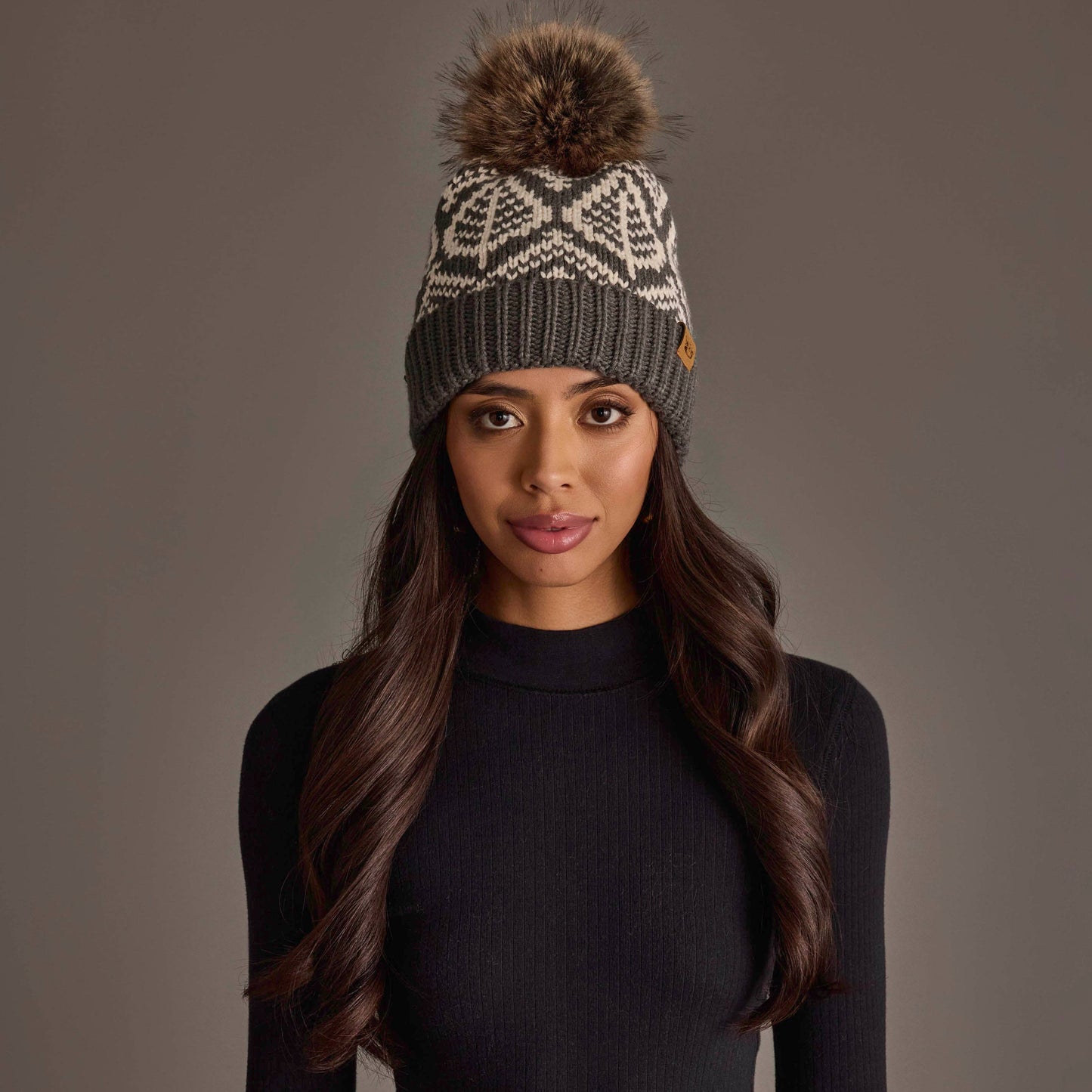 Gray & Beige Patterned Hat