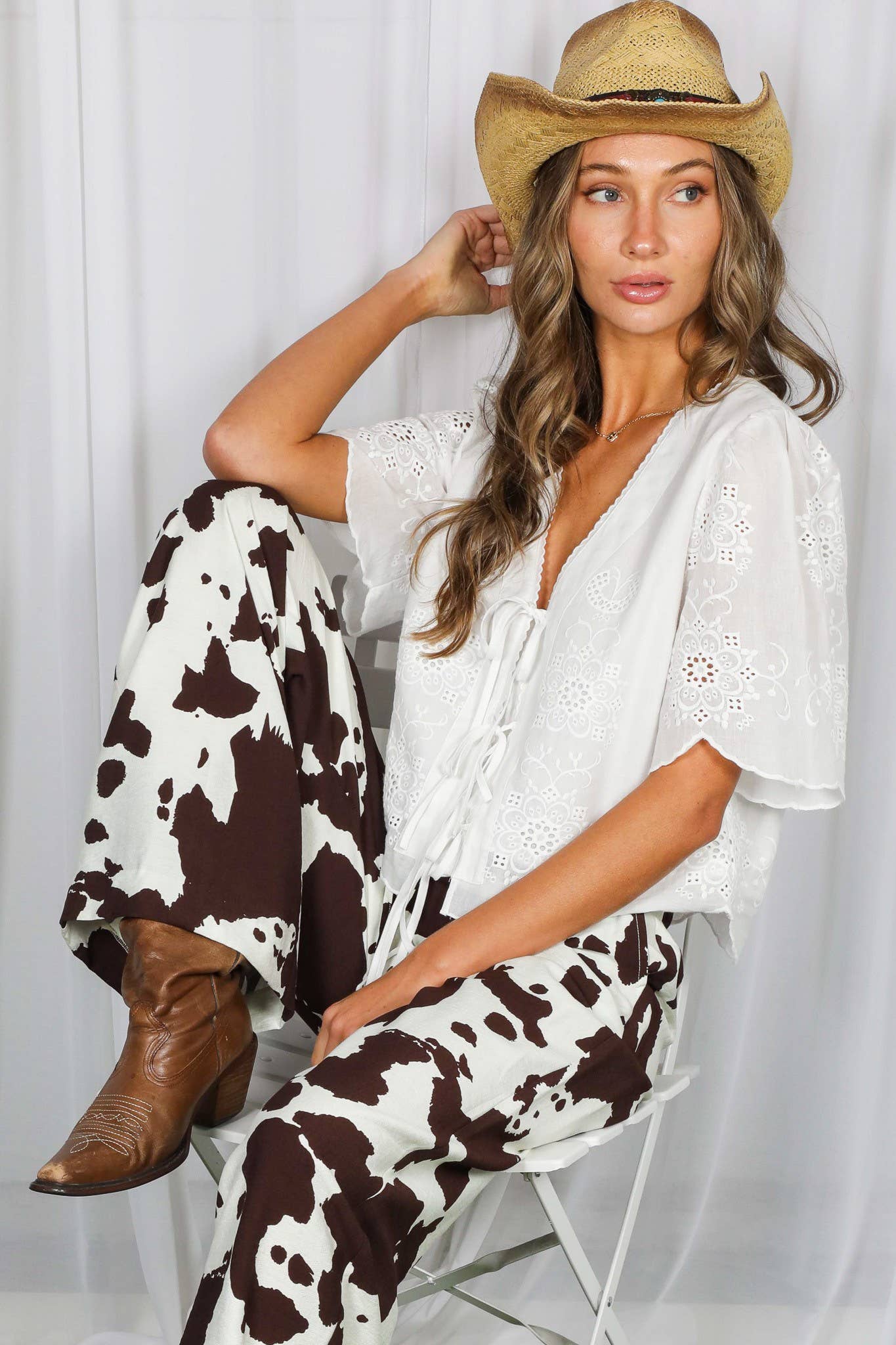 Eyelet Detail Top