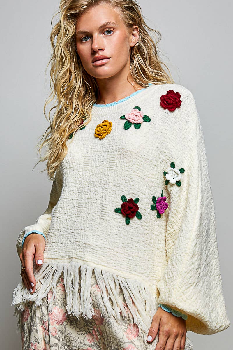 POL: Fringe Poncho Sweater
