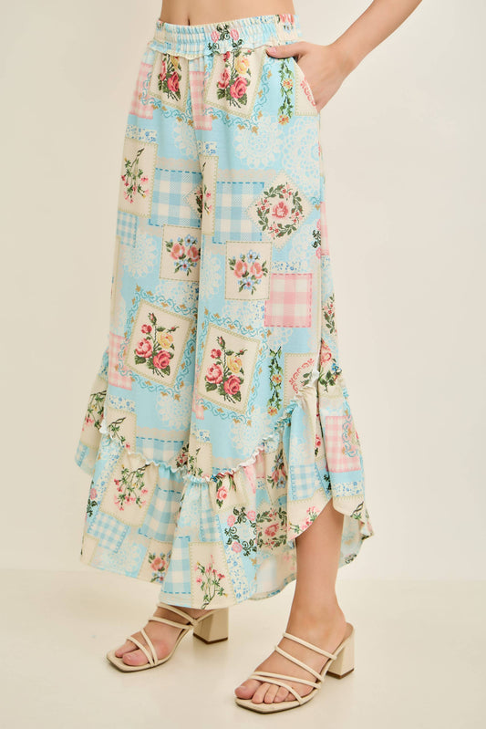 Rosy Ruffle Cropped Pants